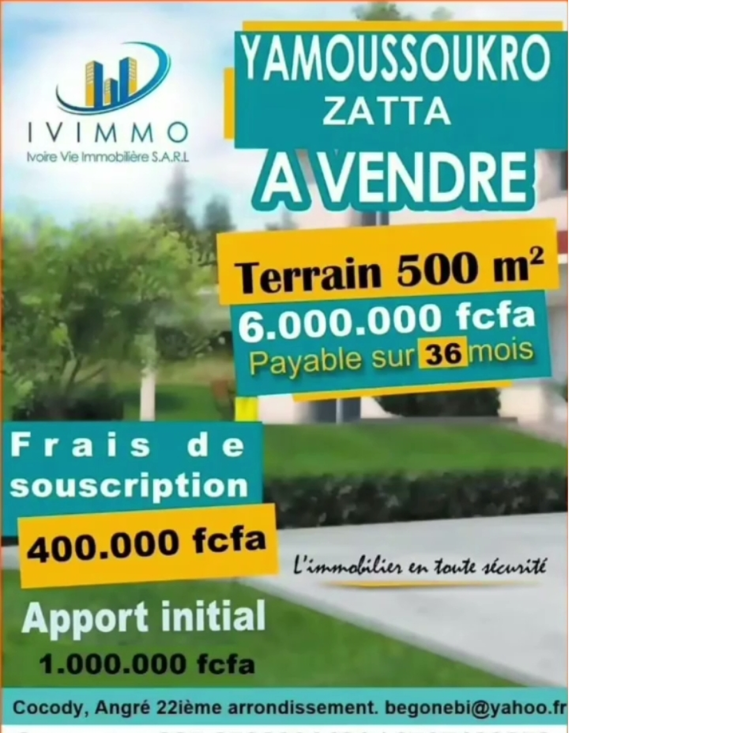 Terrains à vendre à Yamoussoukro-Zatta 