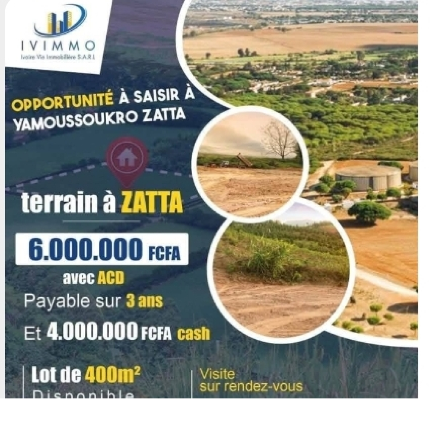 Terrains à vendre à Yamoussoukro-Zatta 